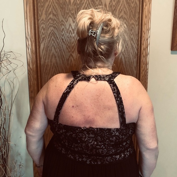 🌟HP🌟 PLUS 22W Navy/Nude sequins Lace Halter Bodice Navy Jersey Maxi Skirt - Picture 14 of 14